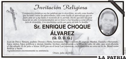 Sr. ENRIQUE CHOQUE ÁLVAREZ