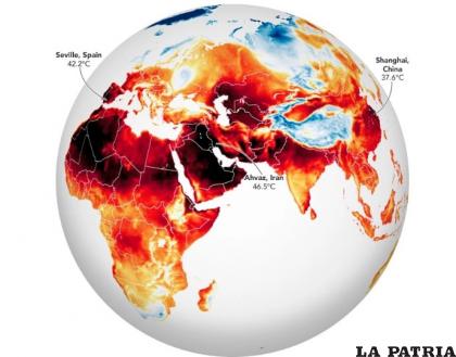 Mapa de zonas de calor /NASA