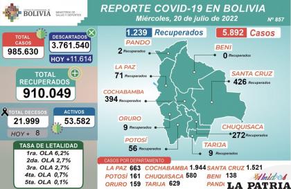 El cuadro del reporte nacional /MINISTERIO DE SALUD