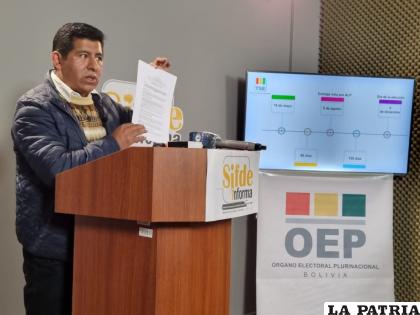El Vocal del Tribunal Supremo Electoral (TSE), Tahuichi Quispe /LA PATRIA