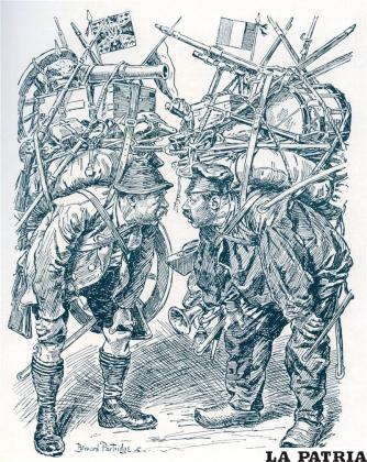 Caricatura satírica de la revista Punch que muestra a un alemán y a un francés durante ??la paz armada?./ Foto: Cordon Press