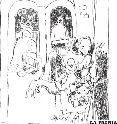 2Weil: Lectura 2Scott: Adiós a Milan Kundera 3Zelaya: Kundera ensayista: solo la novela hace al hombre irremplazable 4Castellón: La kiswara y el dios Huasa Mallku 4&5 Chávez: Poesía es + Una entrevista a Malú Urriola y Nadia Prado, + de 20 años después 6Urriola: Poemas 7Decker-Molina: Pasaje a la nostalgia, una novela de amor de esas que ya no se escriben 8Córdova Sánchez: Belisario Diaz Romero y la polémica sobre el Génesis.
S/T 
Erasmo Zarzuela. Dibujo Tinta china.