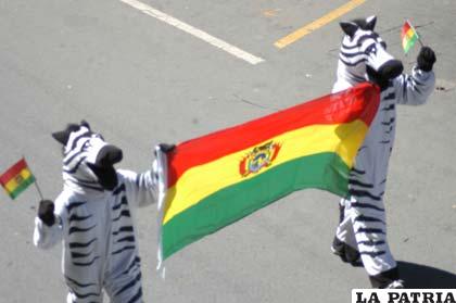 Las cebras estuvieron presentes en el aniversario de Bolivia