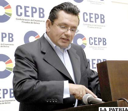 Presidente de la Confederación de Empresarios Privados de Bolivia, Daniel Sánchez