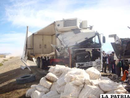 Camión que transportaba arroz