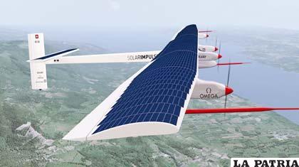 El Solar Impulse HB-SIA tiene unos 63,4 metros de un extremo al otro de las alas, y su peso aproximado es de mil 600 kilogramos