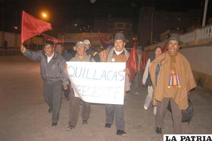 Autoridades de Quillacas en la Marcha de la Orureñidad