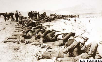Infantería en maniobras en el altiplano 1912