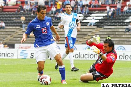 Mario Pavone del Cruz Azul domina la pelota (foto: publimetro.com)