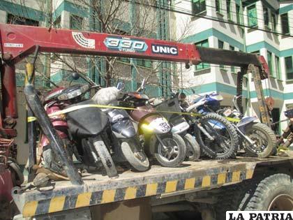 Nueve de las 11 motocicletas secuestradas por Diprove