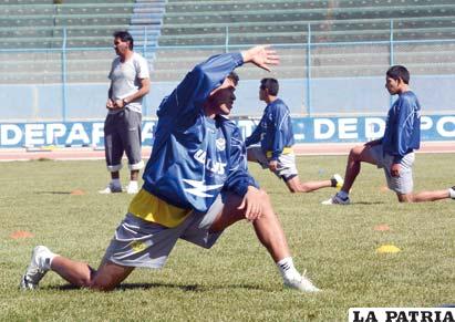 Marcelo Gomes en el entrenamiento de ayer