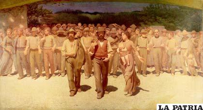 Homenaje a los trabajadores, pintura de Giuseppe Pellizza da Volpedo (1868-1907)