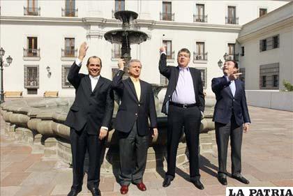 Ministros de la Alianza del Pacífico (i-d) Luis Miguel Castilla de Perú, Felipe Larraín de Chile, Mauricio Cárdenas de Colombia y Luis Videgaray de México
