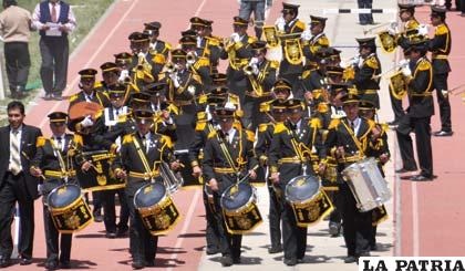 La Banda de Guerra del colegio “Ignacio León”, nivel primario ganadores de su categoría
