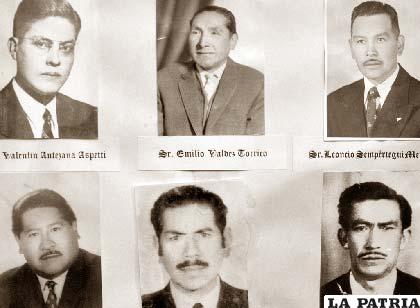 Los dirigentes fundadores de la Asociación Obrera Deportiva de Oruro en 1964
