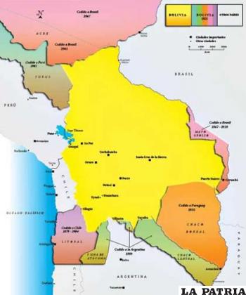 Mapa muestra los territorios que perdió Bolivia