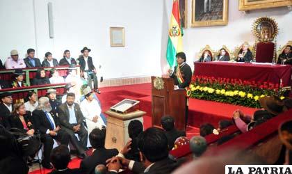 Morales durante su mensaje a la nación