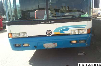 El bus que fue involucrado en el accidente de tránsito