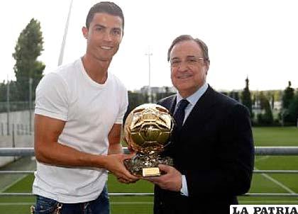 Cristiano Ronaldo y Florentino Pérez, presidente del Real Madrid