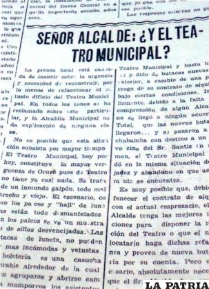 Publicación del diario LA PATRIA en los años 50