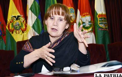 La ex presidenta del Tribunal Supremo Electoral, Wilma Velasco /wilton campos