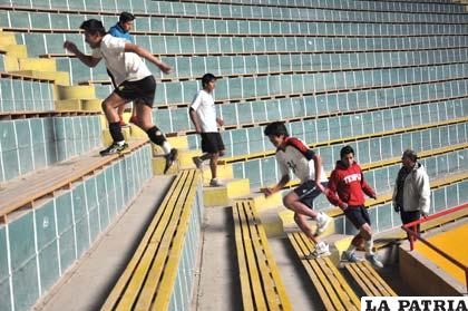 Durante el trabajo físico del seleccionado orureño