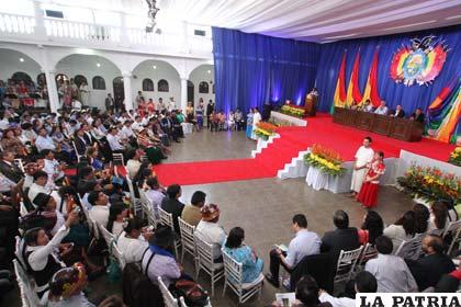 Presidente Evo Morales en el homenaje a Bolivia