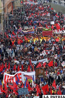 Marcha realizada en Quito contra el gobierno de Correa