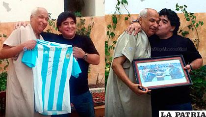 Maradona junto al ex árbitro Ali Bennaceur /clarin.com