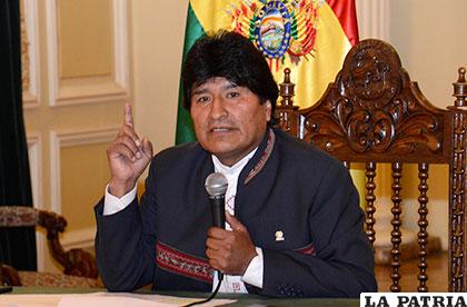 El Presidente Evo Morales en conferencia de prensa