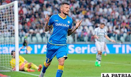 Cyril Thereau fue el autor del único gol para la victoria del Udinese /paraguay.com