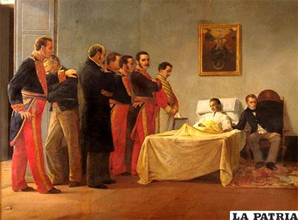 Obra de Antonio Herrera Toro sobre la muerte del Libertador /wikimedia