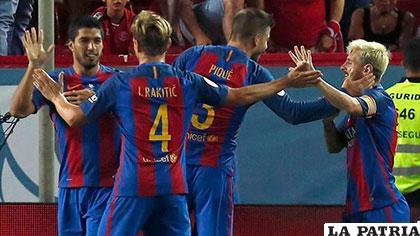 El festejo de los jugadores de Barcelona que ganaron al Sevilla 2-0 /AS.COM