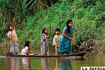 Indígenas tardan hasta 15 horas en canoa para llegar a sus comunidades /Boliviaagra