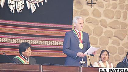 El vicepresidente Álvaro García Linera durante la sesión de honor en Potosí   /ABI