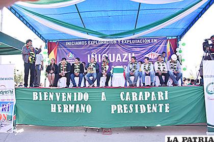 El Presidente del Estado, Evo Morales durante el acto preparado en Tarija /ABI
