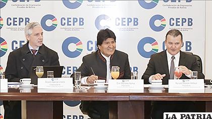 El Presidente Evo Morales en una reunión con el empresariado /ANF (ARCHIVO)