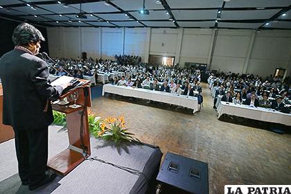 El Presidente Morales en la inauguración del Foro /ABI