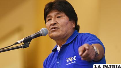 El actual mandatario y candidato presidencial por el Movimiento Al Socialismo (MAS), Evo Morales /ABI