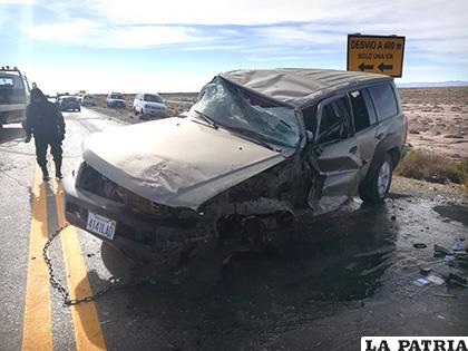 Así quedó el auto oficial tras el accidente de junio de 2018 /LA PATRIA /ARCHIVO