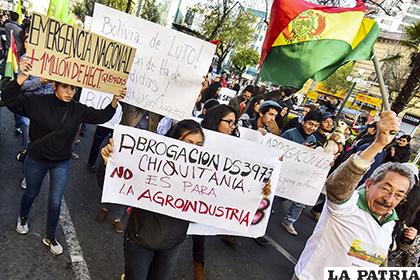La movilización de ciudadanos y activistas en la ciudad de La Paz se replicó en otras ciudades /APG