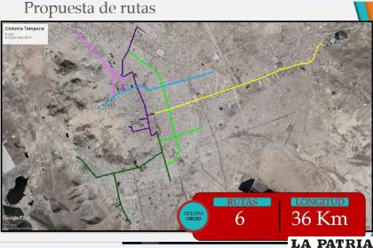 Las rutas propuestas por el grupo “Masa Crítica Oruro” /LA PATRIA /archivo