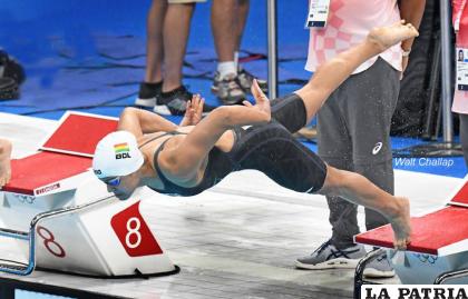 Karen Tórrez participó en 50 metros libres en natación /Walter Challapa