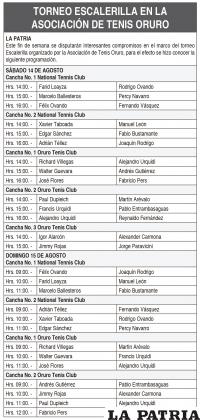 Torneo Escalerilla en la Asociación de Tenis Oruro