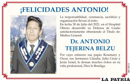Dr. ANTONIO TEJERINA BELZU