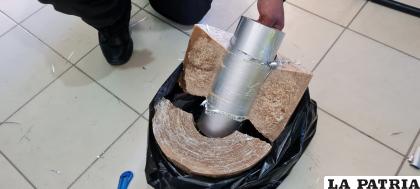 La cocaína estaba camuflada en un cilindro dentro el aguayo /LA PATRIA