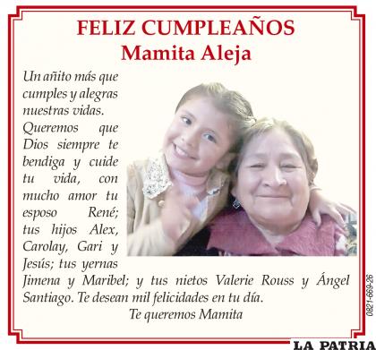 FELIZ CUMPLEAÑOS Mamita Aleja