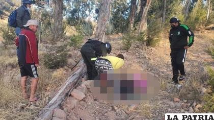 Las tres personas fueron halladas agonizando en el cerro Churruquella /Prensa Policial