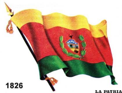 Segunda Bandera de Bolivia, creada el 25 de Julio de 1826