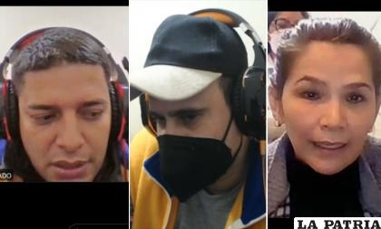 Los exministros en la audiencia de este martes y Añez en una audiencia anterior / RRSS